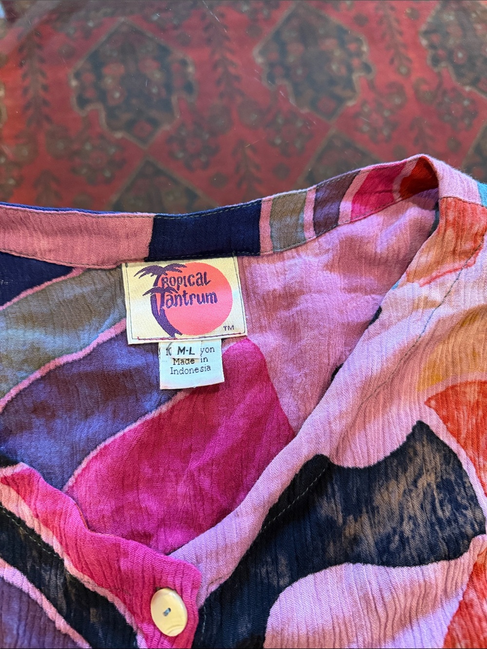 Colorful Abstract Print Button-Up Top - Picture 2 of 2